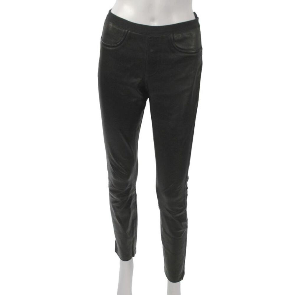 Helmut Lang Womens Leather Ankle Jegging Black Size S